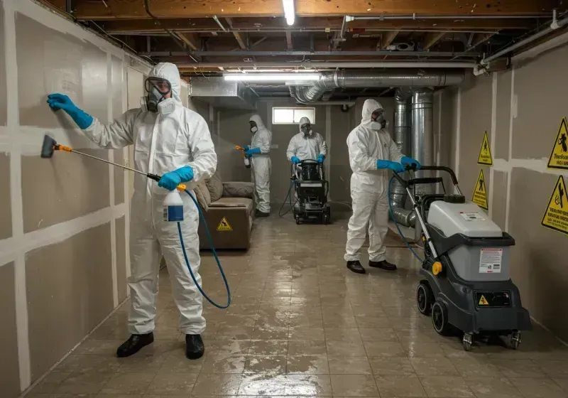 Basement Moisture Removal and Structural Drying process in Fairfield Beach, OH